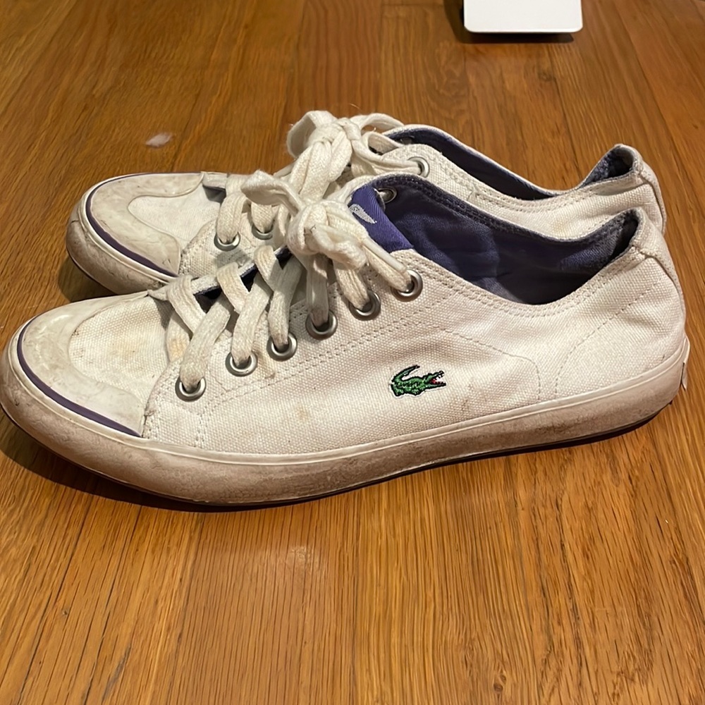 White Lacoste logo sneaker